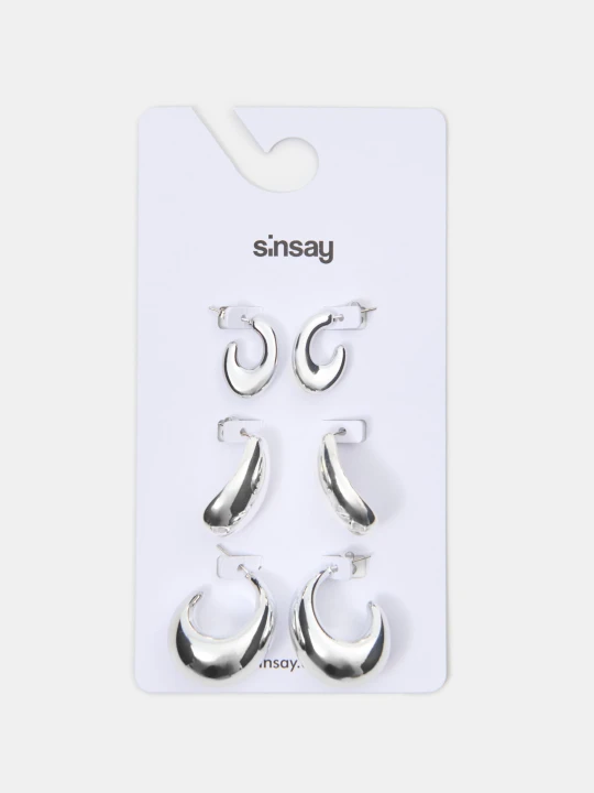 Zdjęcie produktu Sinsay - Zestaw srebrnych kolczyków - srebrny