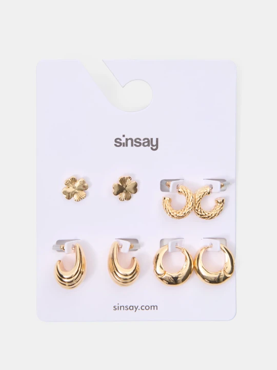 Zdjęcie produktu Sinsay - Złote kolczyki 4 pack - złoty