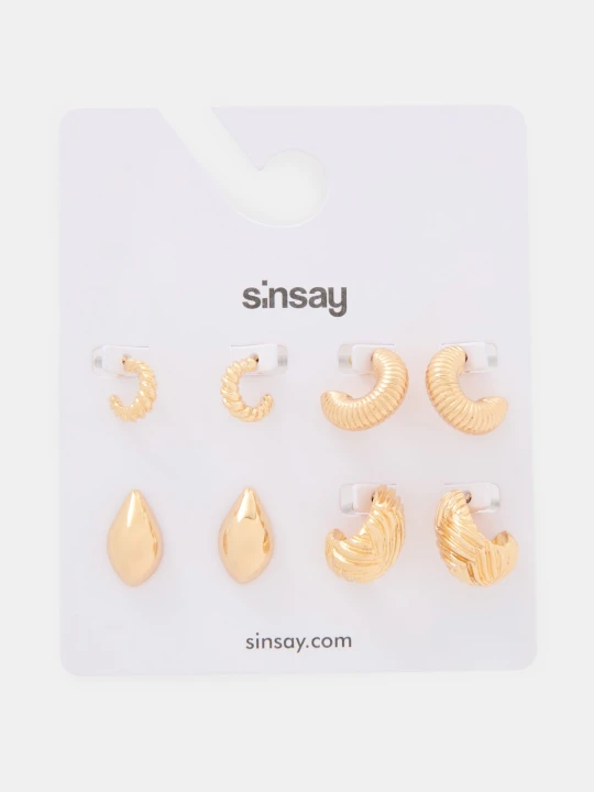 Zdjęcie produktu Sinsay - Złote kolczyki 4 pack - złoty