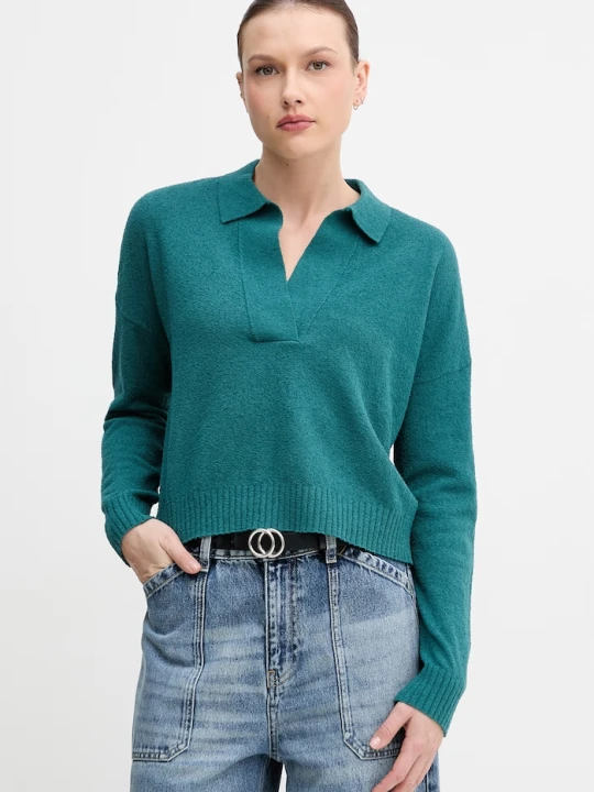 Zdjęcie produktu Sisley longsleeve damski z bawełną turkusowy