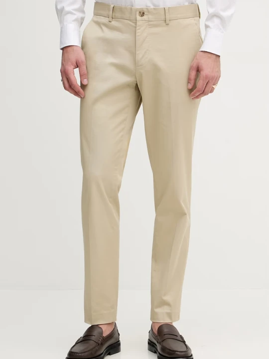 Zdjęcie produktu Sisley spodnie chinos męskie bawełniane z elastanem beżowy