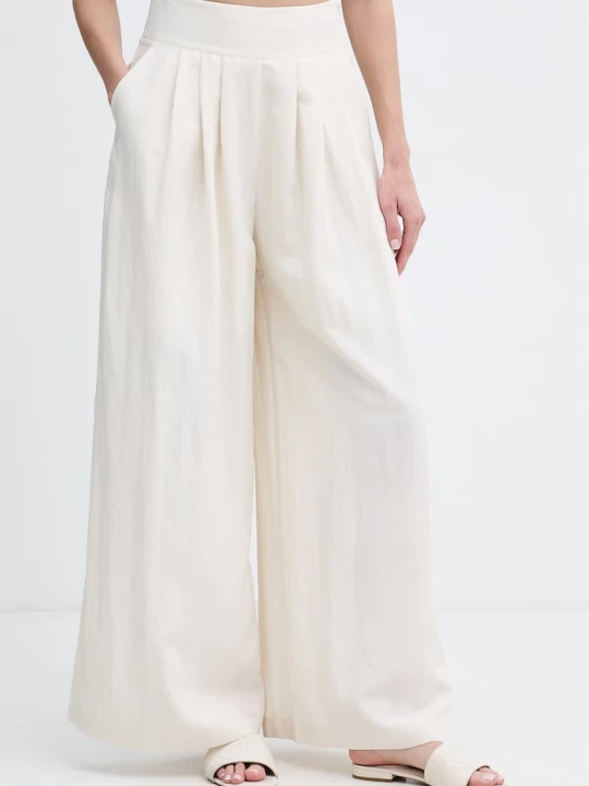 Zdjęcie produktu Sisley spodnie culottes damskie z wiskozą beżowy