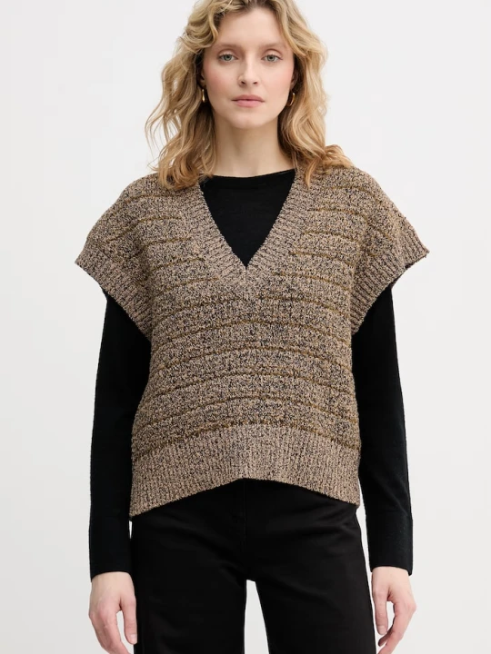 Zdjęcie produktu Sisley sweter damski z bawełną brązowy