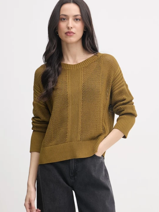 Zdjęcie produktu Sisley sweter damski z bawełny zielony