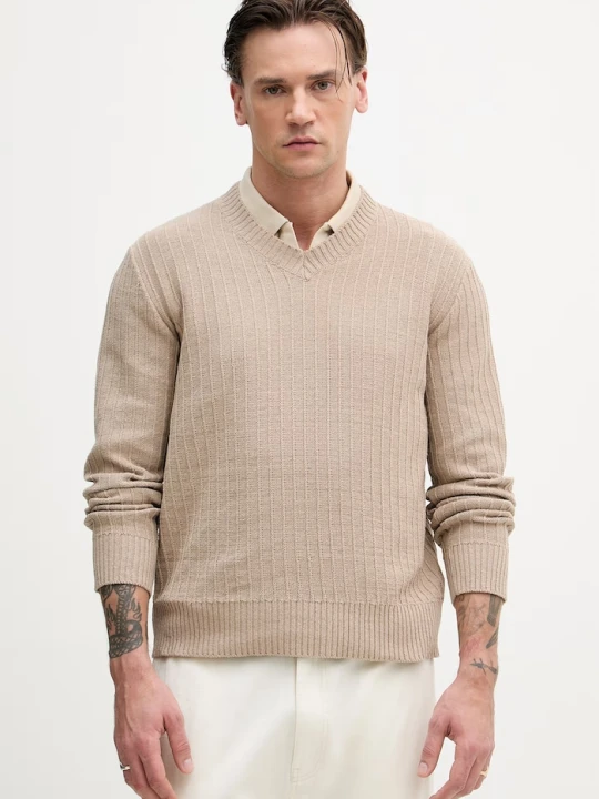 Zdjęcie produktu Sisley sweter męski z bawełny beżowy