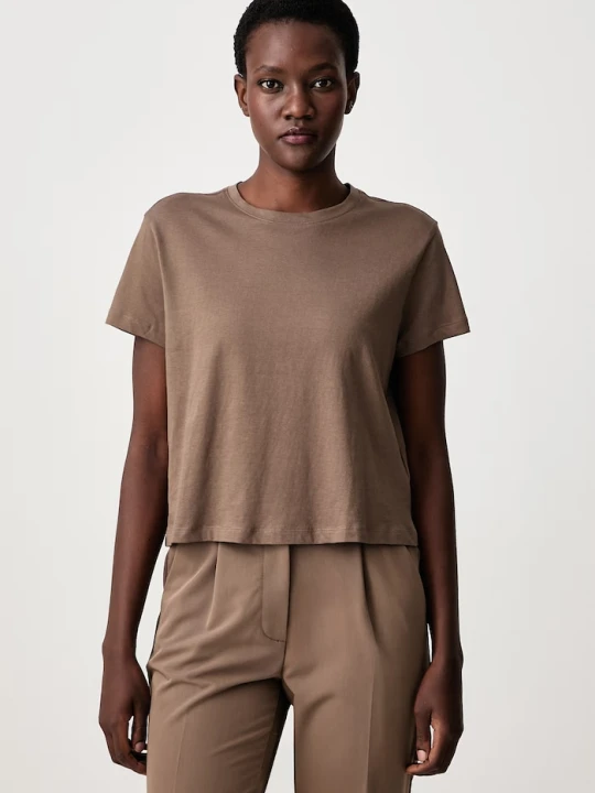 Zdjęcie produktu Sisley T-shirt basic damski bawełniany brązowy