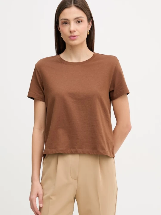 Zdjęcie produktu Sisley T-shirt basic damski bawełniany brązowy