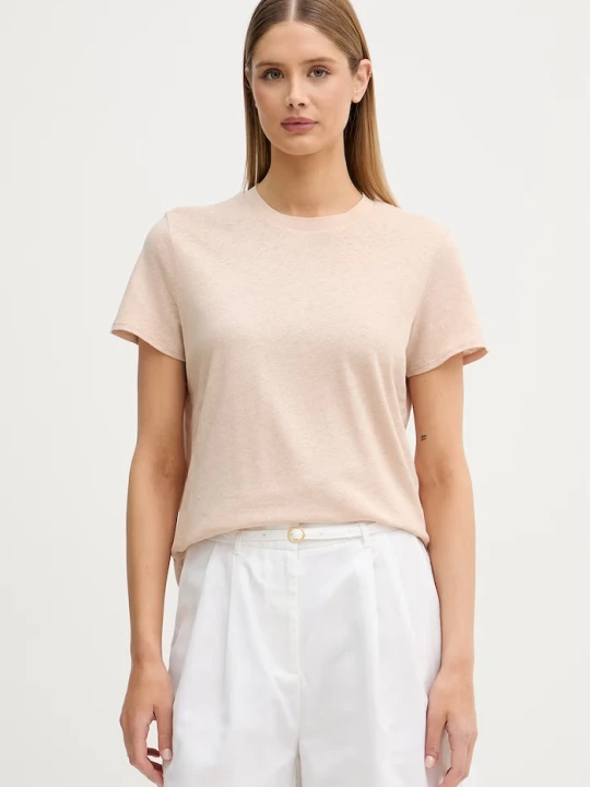 Zdjęcie produktu Sisley T-shirt damski z lnem beżowy