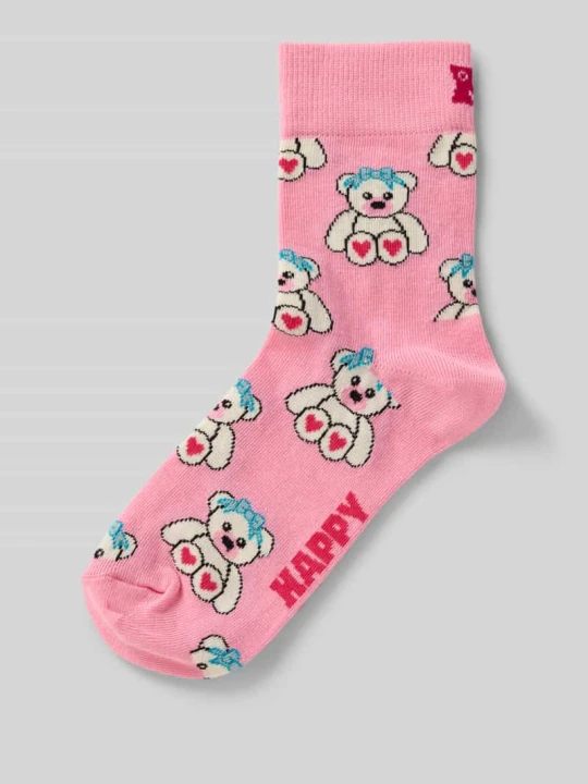 Zdjęcie produktu Skarpeta z mieszanki bawełny model 'TEDDY' Happy Socks Różowy