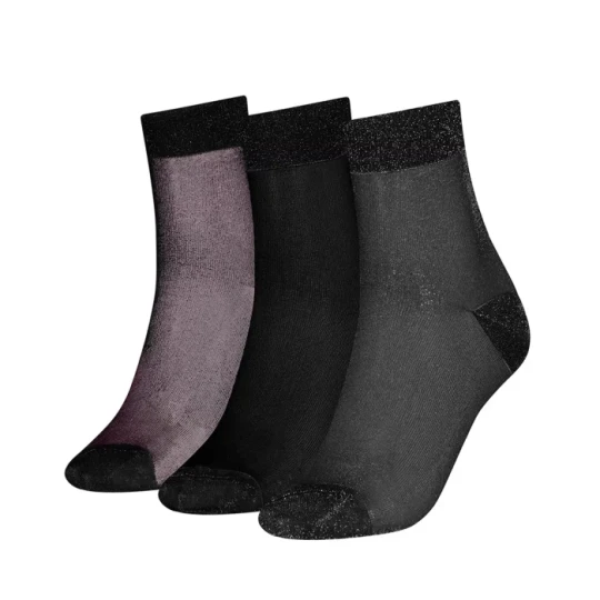 Zdjęcie produktu Skarpetki 3 pary TH Women Short Sock 3P Gifting Black 701236463 001 801 (TH1414-a) Tommy Hilfiger