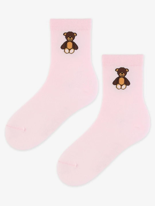 Zdjęcie produktu Skarpetki damskie bawełniane z uroczym misiem Teddy M2 Marilyn różowy