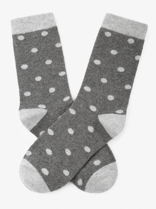 Zdjęcie produktu Skarpetki damskie ciepłe z angorą w stylowe groszki D32 Marilyn DARK GREY