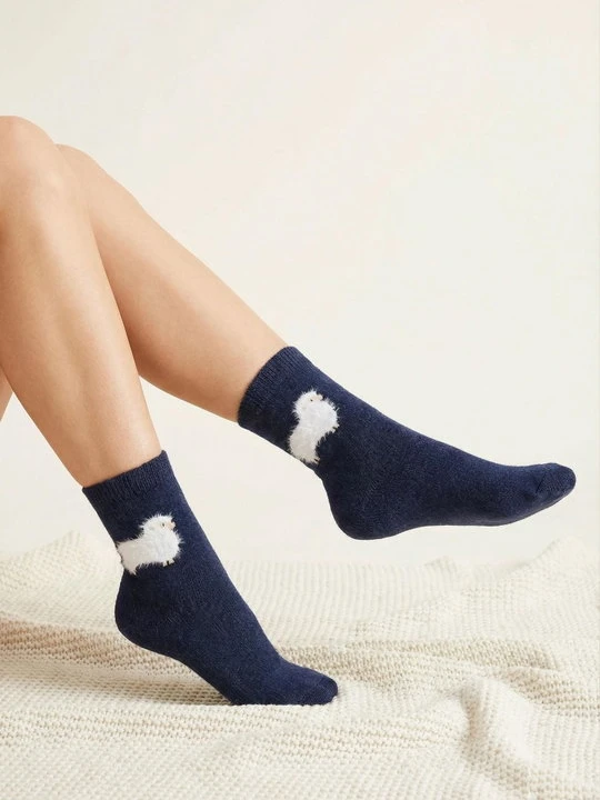 Zdjęcie produktu Skarpetki damskie ciepłe z wełną i angorą z motywem owcy - Angora F29 MARILYN