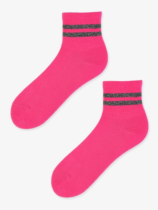 Zdjęcie produktu Skarpetki damskie różowe z błyszczącymi paskami SC Stripes Lurex Marilyn