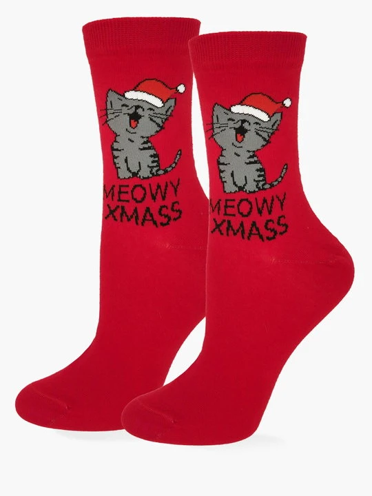 Zdjęcie produktu Skarpetki damskie świąteczne – Meowy Xmass MARILYN czerwony