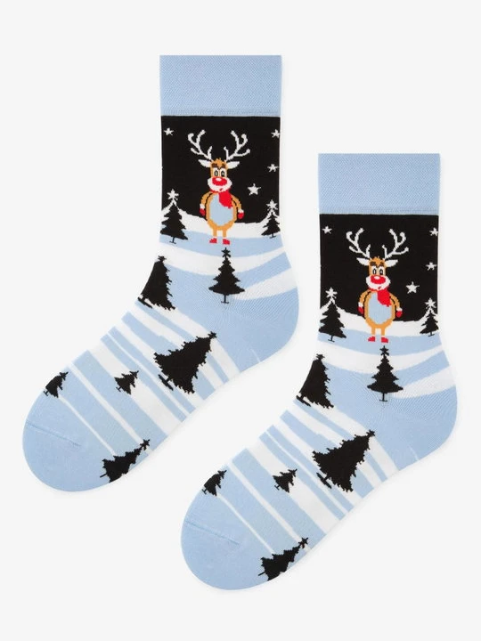 Zdjęcie produktu Skarpetki męskie w zimowy wzór z reniferem Santa Rudolph Marilyn NIEBIESKI