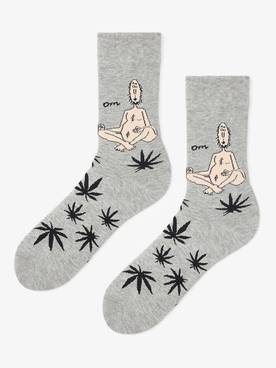 Zdjęcie produktu Skarpetki męskie z medytującym człowiekiem Men High Dude Marilyn szary