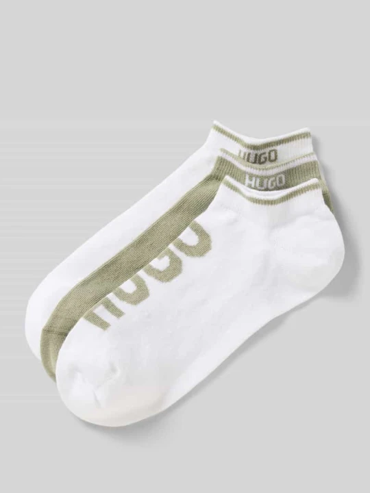 Zdjęcie produktu Skarpetki sneaker z mieszanki bawełny w 3‑pakiecie Hugo Khaki