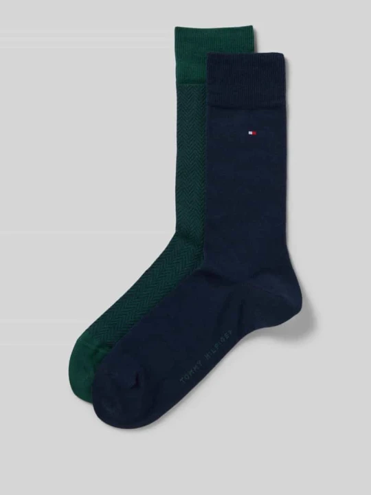 Zdjęcie produktu Skarpety długie z bawełny mieszanej w zestawie 2 szt. Tommy Hilfiger Ciemnozielony
