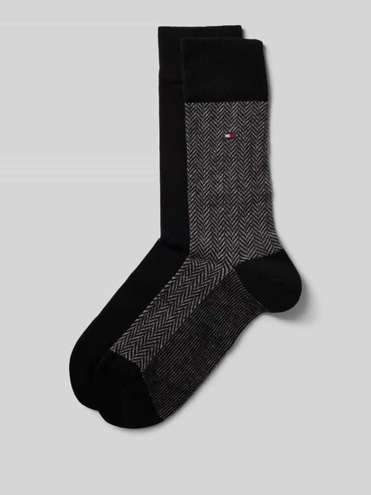 Zdjęcie produktu Skarpety długie z bawełny mieszanej w zestawie 2 szt. Tommy Hilfiger Czarny