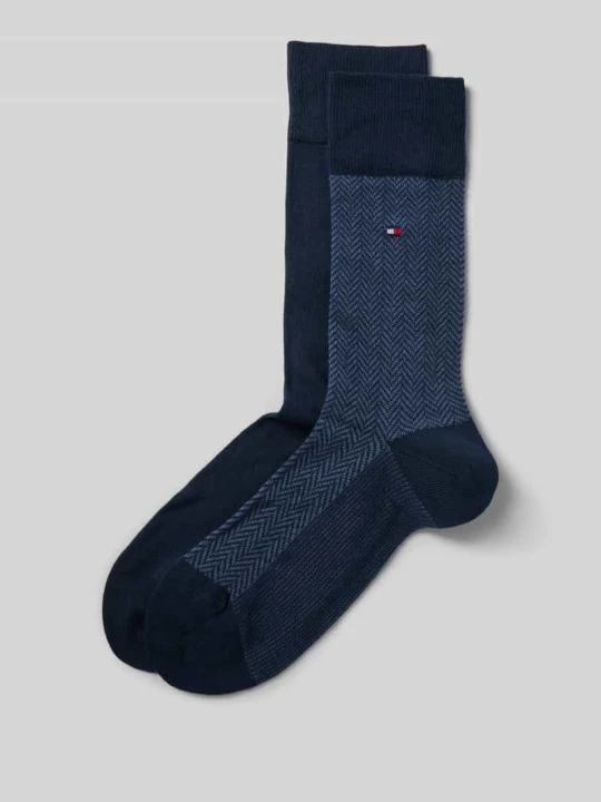 Zdjęcie produktu Skarpety długie z bawełny mieszanej w zestawie 2 szt. Tommy Hilfiger Granatowy