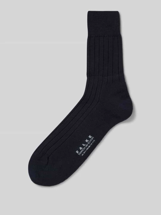 Zdjęcie produktu Skarpety długie z mieszanki żywej wełny model ‘Teppich im Schuh’ Falke Granatowy