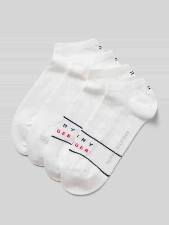 Zdjęcie produktu Skarpety do sneakersów z mieszanki bawełny, zestaw 4 szt. Tommy Hilfiger Biały