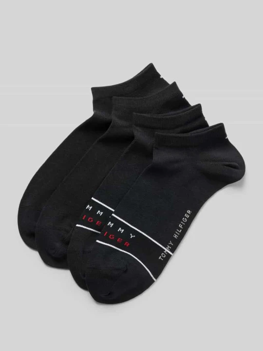 Zdjęcie produktu Skarpety do sneakersów z mieszanki bawełny, zestaw 4 szt. Tommy Hilfiger Czarny