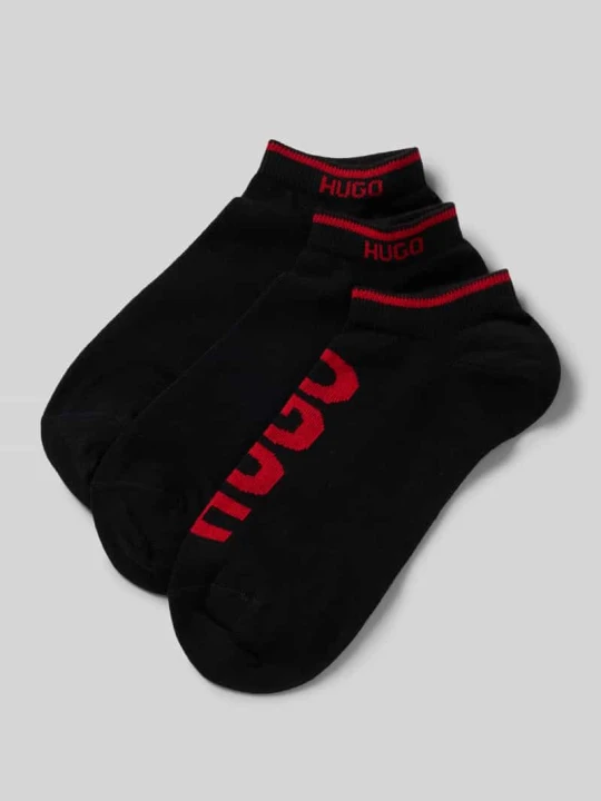 Zdjęcie produktu Skarpety do sneakersów z nadrukiem z logo w zestaw 3 szt. Hugo Czarny