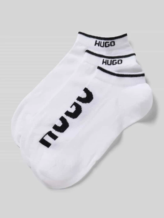 Zdjęcie produktu Skarpety do sneakersów z nadrukiem z logo w zestaw 3 szt. Hugo Biały