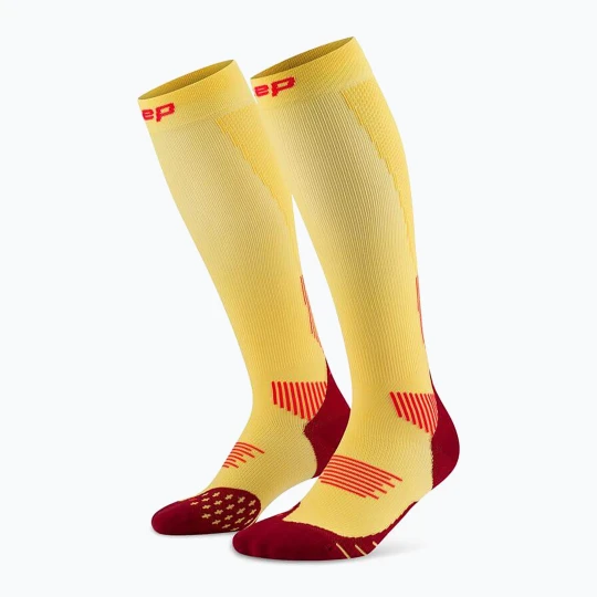 Zdjęcie produktu Skarpety kompresyjne damskie CEP Run Tall 5.0 marigold / burgundy Żółty