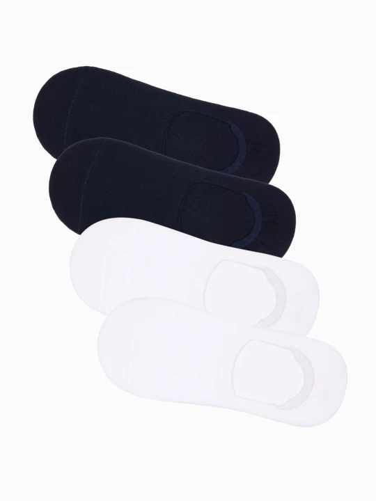 Zdjęcie produktu Skarpety męskie stopki 4-pak - biało-granatowe - Rozmiar: one size Ombre Clothing