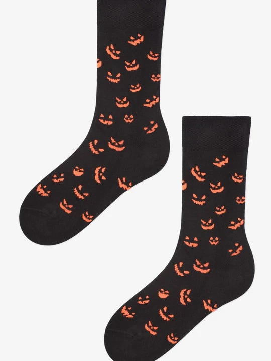 Zdjęcie produktu Skarpety męskie w neonowo pomarańczowe dynie Halloween Marilyn