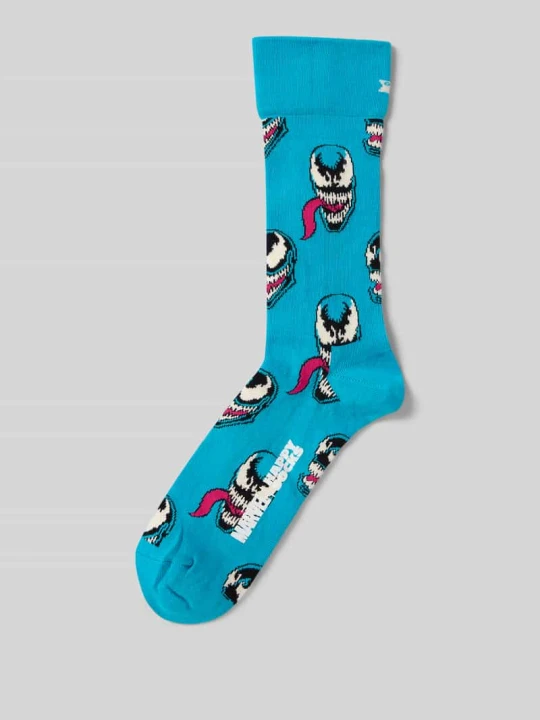 Zdjęcie produktu Skarpety o kroju regular fit z nadrukiem z logo model ‘Venom’ Happy Socks Królewski niebieski