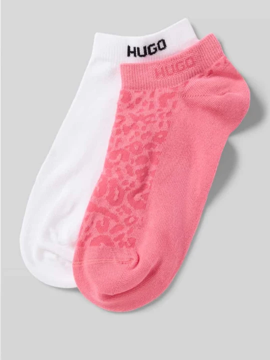 Zdjęcie produktu Skarpety sneakersy z mieszanka bawełny w zestaw 2 szt. model 'LEO' Hugo Mocnoróżowy