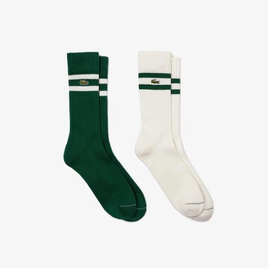Zdjęcie produktu Skarpety unisex z prążkowanej dzianiny z paskami w kontrastowym kolorze Lacoste