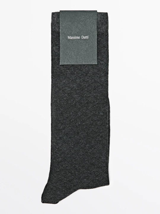 Zdjęcie produktu Skarpety W Romby Z Mieszanki Bawełny - Szary - Massimo Dutti - Female