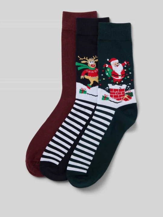 Zdjęcie produktu Skarpety w zestawie 3 szt. model ‘SNOWY XMAS’ Jack&Jones Butelkowy zielony