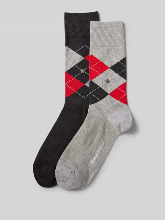 Zdjęcie produktu Skarpety z aplikacją z logo w zestawie 2 szt. model ‘Everyday Argyle’ Burlington Zielony
