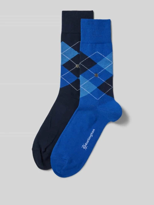 Zdjęcie produktu Skarpety z aplikacją z logo w zestawie 2 szt. model ‘Everyday Argyle’ Burlington Ciemnoniebieski