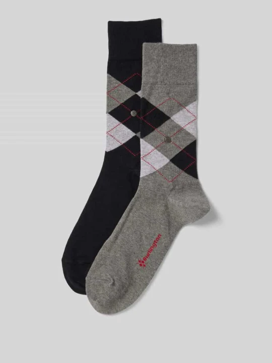 Zdjęcie produktu Skarpety z aplikacją z logo w zestawie 2 szt. model ‘Everyday Argyle’ Burlington Jasnoszary