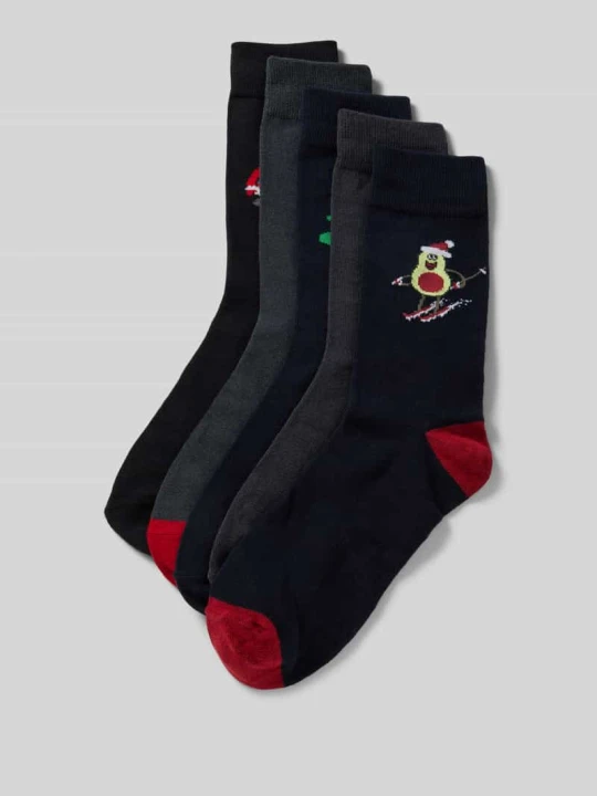 Zdjęcie produktu Skarpety z detalem z logo w zestawie 5 szt. model ‘XMAS ELEMENTS’ Jack&Jones Granatowy