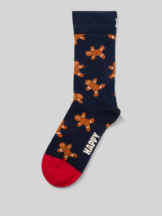 Zdjęcie produktu Skarpety z elastycznej mieszanki bawełny model 'Gingerbread Man' Happy Socks Ciemnoniebieski