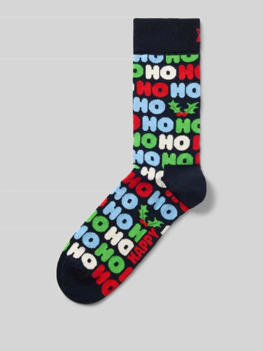 Zdjęcie produktu Skarpety z elastycznej mieszanki bawełny model 'Ho Ho Ho' Happy Socks Granatowy