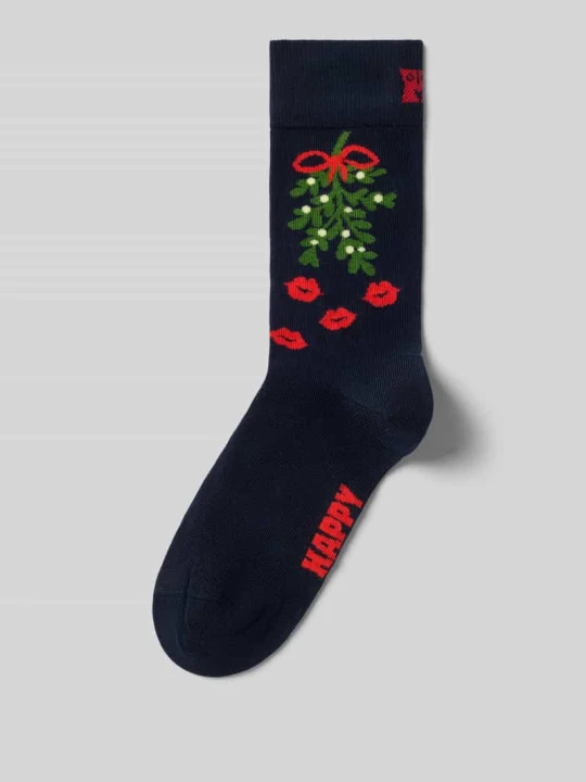 Zdjęcie produktu Skarpety z elastycznej mieszanki bawełny model 'Mistletoe' Happy Socks Ciemnoniebieski
