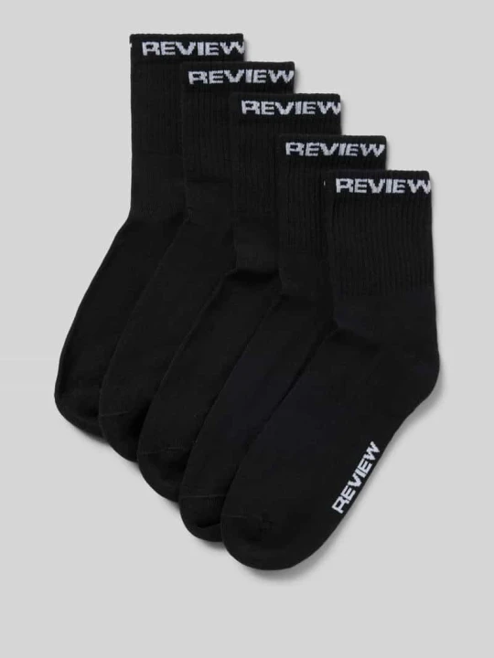Zdjęcie produktu Skarpety z elastycznej mieszanki bawełny z wyhaftowanym logo REVIEW Czarny