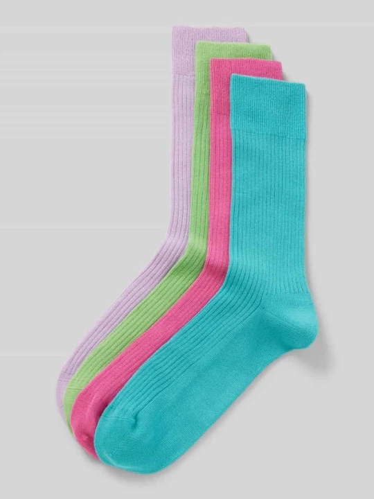 Zdjęcie produktu Skarpety z fakturowanym wzorem model 'Ribbed Color' w zestaw 4 szt. DillySocks Niebieski
