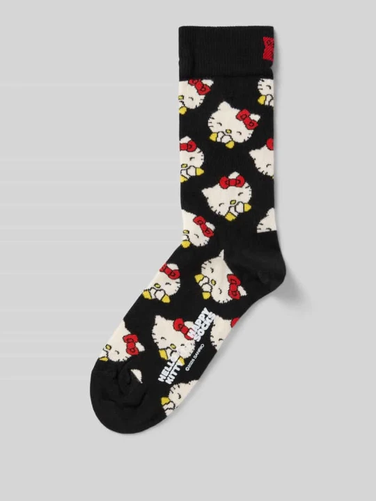 Zdjęcie produktu Skarpety z Mieszanka bawełny Model 'HELLO KITTY LAUGHING' Happy Socks Ciemnoniebieski