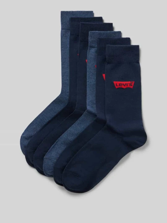 Zdjęcie produktu skarpety z mieszanka bawełny w zestaw 6 par Levi's Jeansowy niebieski