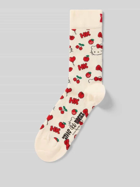 Zdjęcie produktu Skarpety z mieszanki bawełny Model 'HELLO KITTY CHERRY' Happy Socks Złamany biały
